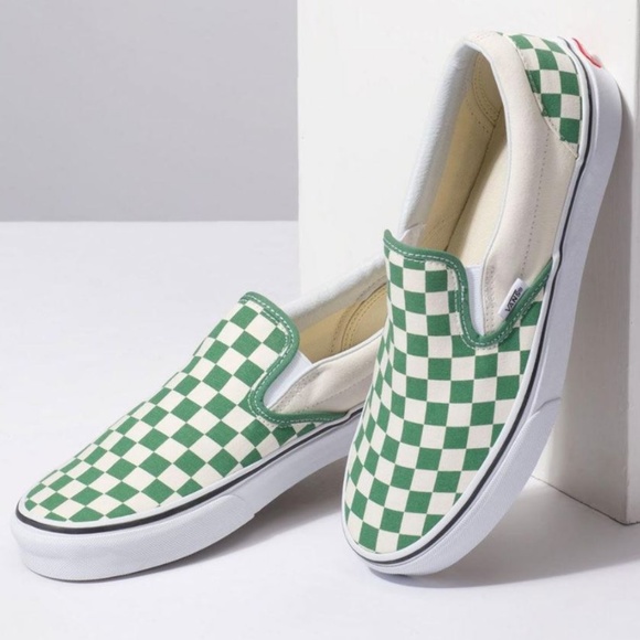 Vans Classic Slip On Checkers Womens Grass Green - Picture 2 of 8